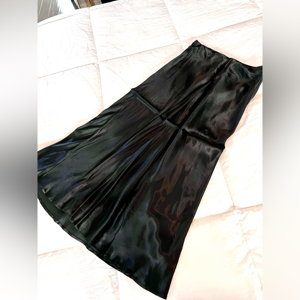 H&M Black Satin Midi Skirt